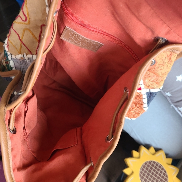 Boho quilt style faux leather adjustable backpack - Picture 4 of 8